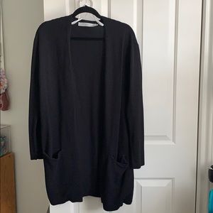 SIMONS Black Ribbed Cardigan